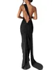 Casual Dresses Womens Maxi Bodycon Dress Sexy Halterneck Backless Slim Fit Solid Cocktail For Evening Party (Black M)