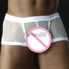 Underpants CLEVERMENMODE Sexy Mesh Boxer Men Underwear See Through Transparent Low Waist Nightwear Boxer Shorts Boxershorts Underpants J230713