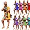 9 kolorów nowe sukienki afrykańskie dla kobiet lato z krótkim rękawem Dashiki drukuj Rich Bazin Nigeria ubrania damskie odzież afrykańska219u