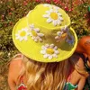 Wide Brim Hats Bucket Hats Doury y2k Knitted Bucket Hats Women Flower Pattern Wide Brim Outdoor Sun Protection Bucket Cap Po Props Fisherman Hat 230712