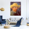 High Quality Vincent Van Gogh Oil Painting Self-portrait with Straw Hat Ii Handmade Canvas Art Landscape Home Decor for Bedroom