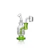 5,27 Zoll Pisces Mini Clear Green Shisha Glasschüssel Wasserpfeife mit Glasbong Vertikaler Perkolator mit 3 runden Löchern Dab Rig US-Lager Einzelhandelsbestellung kostenloser Versand