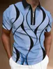 Men's Polos Men'S Zip Polo Lapel Polo Shirt Golf Shirts Graphic Prints Geometry Linear Turndown Short Sleeves Zipper Clothing Tops Designer 230712