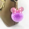 Porte-clés noeud noeud Porte Clef moelleux porte-clés pompon Llavero boule de fourrure sac porte-clés femmes Chaveiro Sleutelcintre N001