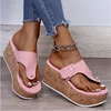 Sandalias de verano para mujer, chanclas, zapatos para mujer, sandalias con plataforma de cuña para mujer, zapatillas informales de fondo grueso de 7,5 cm, zapatos negros y rosas 230713