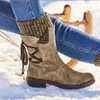 Women's Winter Boots Casual Flat Snow Boots Leather Bandage Boots Cow Boots Zipper Ladies Boots Knee high boots Platform Shoes L230704