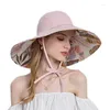 Breda randen hattar 2023 bladmönster sol hatt damer sommaren i luften kan knytas med fiskare stora solskyddsmedel kvinnor