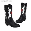 Botas GOGD Red Heart Western Cowboy Boots Couro Botas Femininas Slip On Bico Pontudo Knight Boots for Women Shoes Retro Botas T230713