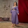 エスニック服ラマダン紫イスラム教徒アバヤドレス女性のためのイードアラブパーティー Jalabiya Marocain 服イスラムトルコドレスモロッコカフタン