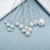 Headpieces Fashion 6st/Lot Pearl Hair Pins Clips for Women Silver Color Bridal Wedding Accessories smycken Brudhuvudstycke