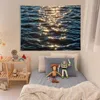 タペストリーシミーリング海面の景色休暇タペストリー川タペストリー壁装飾寝室の装飾タペストリー寝具室装飾R230713