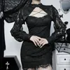 Women's T Shirts Elegant Sexy Lace Mesh Floral Smock T-shirts Y2K Aesthetic Flared Long Sleeve Backless Tops Cover-ups Summer Women Tees