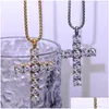 Hänge Halsband Topbling Cross Hängen Halsband Smycken 18K äkta guldpläterad rostfritt stål Män Kvinnor Älskare Present Par Religiou Dhsyr