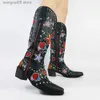 Stiefel Cowgirls Cowboy Herz Blumen Mitte Wade Stiefel Frauen gestapelt mit Absätzen Frauen Stickerei Arbeit befreien Westernstiefel Schuhe große Größe 46 T230713