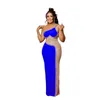 Casual Dresses 2023 Summer Blue Sleeveless Mesh Floor-Length Diamonds Maxi Long Dress Women Birthday Elegant Club Evening Sexy Party Vestido