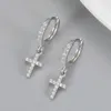 Huggie Hoop Clip On Cross Dangle Earringdrop Drop Earring Cute Unisex Classic Cross Oorbellen voor vrouwen mannen 14k Real Gold Hip Hop Cz Cubic Zirconia Piercing Sieraden