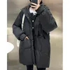 女性のトレンチコートの女性の冬のジャケット 2023 ファッション厚みのコートフード付きロング特大ルーズ暖かいアウターブルーベージュパーカー
