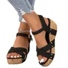 Платформа платформы клина мода Roman Roman Buckle Peep Heels Heels Shoes Summer Trend Black Leisure Light Shoese Leiure