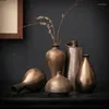 Vases Household Light Luxury Small Vase Retro Hydroponic Dried Flower Insert Living Room Office Desktop Ceramic