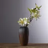 Vasos retrô de cerâmica grosseira louça de flores cerâmica vaso zen mesa