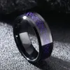 Klassischer schwarzer keltischer Drache-Ehering für Herren mit Inlay, lila Zirkon, Edelstahl, violetter Carbonfaser-Ring für Herren-Band