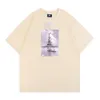 Kith Camiseta Masculina Designer Gráfico Uomo Branco Rosa Preto Moda Vintage Mangas Casuais Roupas Camiseta Oversized