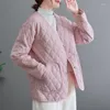 Trenchs pour femmes Veste en coton à pince à col en V Veste femme automne / hiver empilée dans une veste en coton matelassée. Manteau basique rose