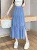 Skirts Midi Long Denim Skirt Women 2023 Summer Vintage Casual Solid All-match A Line High Waist Mid-length Jeans Female