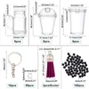 Клавки R2LE 204PCS Mini Cup Cup Cupchain Bubble Tea Pendant Teal с кольцами кисточки пузырьки