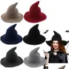 Cloches mode gamla barn stickad häxhatt halloween spire breda brim hattar kvinnor tunn stickning fiskare cap magi mössor dropp leverans dh5gx