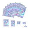 Worki do pakowania 100pcs działki zamienne plastikowe opakowanie detaliczne holograficzne aluminiowe folia folia pachna pachna torba do przechowywania żywności upuszczenie de dhtqa