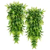 Dekorativa blommor Gröna 2st Fake Hanging Plants UV Resistant Realistic Low Underhåll utomhus Greenery Artificial Home Supply