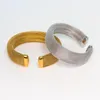 Bangle Bracciale rigido classico in acciaio inossidabile con catena a maglie grosse placcato in oro per regalo di nozze da donna