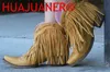 Buty 2023 Kobiety Mid-Calf Niski obcasowe buty motocyklowe Fringed Cowboy Boots Buty Spring Autumn Tassel Buty Botas Mujer T230713