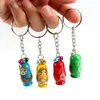 Anahtarlık 12 adet Set Rusça Yuvalama Bebekleri Anahtar Yüzük Babushka Matryoshka Figürinler Çocuk Toy1310b