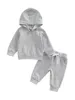 Kledingsets Winteroutfits voor babyjongensmeisjes Effen kleur Sweatshirt met capuchon Top met broek - Gezellige peutersportkleding voor de herfst