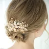 Pinces à cheveux faites à la main femmes peigne couleur or Floral bijoux de mariée casque strass accessoires de mariage