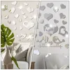 Flores decorativas 1 conjunto de adesivos de coração em forma de espelho adesivo de parede para azulejos de sala