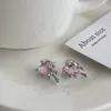 Pendientes de tuerca coreanos Irregular líquido amor corazón cristal rosa para mujer personalidad creativa oreja perforada joyería regalo de boda
