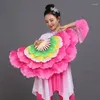 Tenue de scène 1 paire espagnol danse pivoine Handfan Double face grand groupe de pétales de fleurs danse du ventre Performance accessoire ventilateur