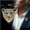 Pins Broschen Mode FL Strass Leopard Kopf Brosche Pins Elegante Männer und Frauen Kristall Tier Schmuck Gute Geschenke Drop Lieferung Dh6Ql