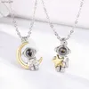 Nieuwe 100 Taal Projectie Steen Paar Ketting voor Vrouwen Astronaut Ster Maan Eenvoudige Valentijnsdag Ketting Sieraden L230704