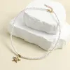 Pendant Necklaces Five-pointed Star Gold Colour Imitation Pearl Necklace Women Collar Stainless Steel Buckle Package