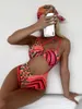 Costumi da bagno da donna 2023 Stile sexy da donna Boho Costume da bagno intero Ritaglio Cintura sottile Bikini a vita alta Abiti estivi da spiaggia