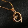 Pendant Necklaces Heart Pendants Necklace 24K Gold Color Glass Stone Cute Jewelry