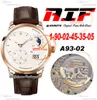 AIF PanoMaticLunar MoonPhase A93-02 Relógio Masculino Automático Rosa Ouro Branco Mostrador Pulseira de Couro Preto Super Versão Edição Herrenuhr Reloj Hombre Relógios Puretime E5