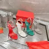Women Sandals Margot Crystal Sandal 105 مصمم أحذية شهيرة مصممة فاخرة شرائح الحفلات المسائية أحذية عالية الكعب مصمم الكعب RC Cleo Sandal Heels Strap Sandal