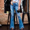 Women's Jeans UHYTGF For Women High Waist Hole Denim Long Pant Loose Size Mujer Stretch Female Boot Cut 328