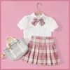 Abiti da ragazza Gonna per ragazze jk Uniforme scolastica Ragazze New Student Set Estate Camicia a maniche corte Plaid Gonna a pieghe Ragazza College Wind clothesHKD230712