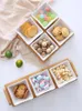 Tablice ceramiczne owoce bambusowe i drewniane naczynie na drewniane danie kreatywne proste pudełko na przekąskę do cukierków na domowy salon dania świąteczne taca